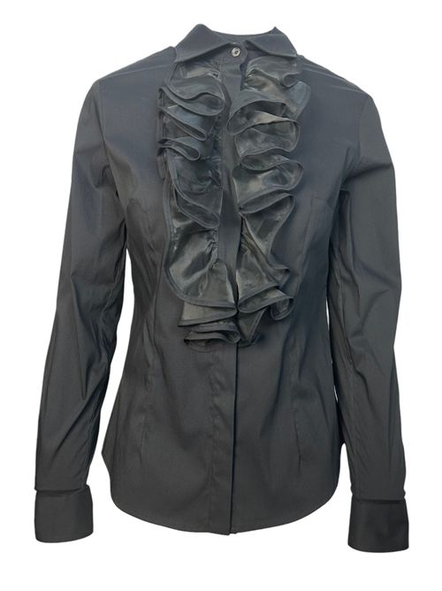 camicia donna ruches organza nera Camicetta Snob | 570-C-31414119